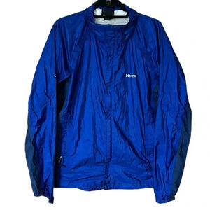 Marmot Waterproof Blue Raincoat Hooded Full Zip Mens size Large
